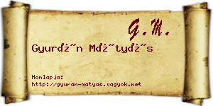 Gyurán Mátyás névjegykártya